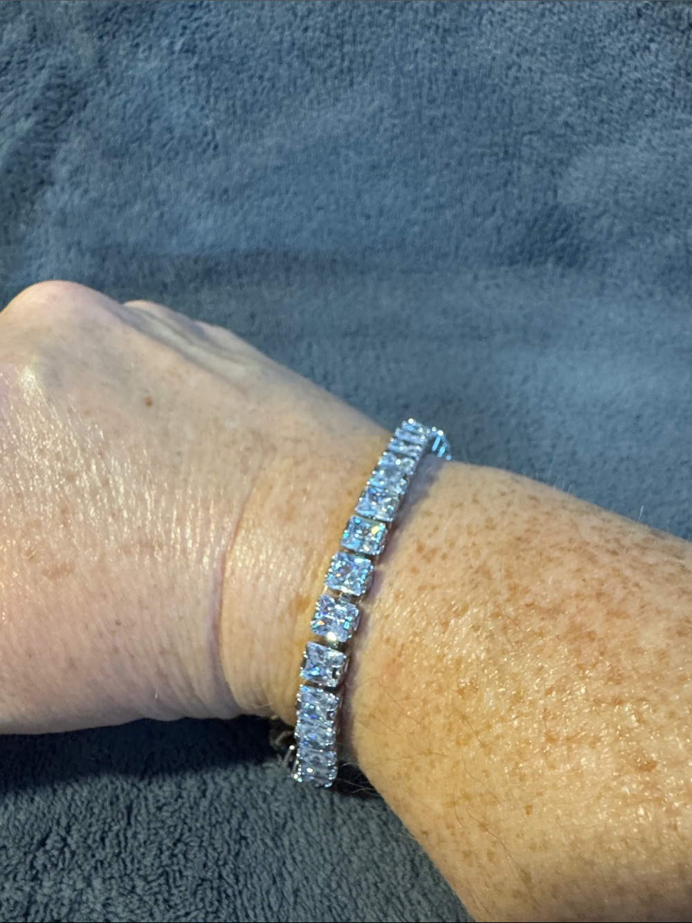 Swarovski Crystal Elements Clear Princess Tennis Bracelet, Slider Closure